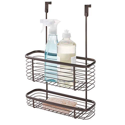 iDesign Axis Over the Cabinet 2-Tier Kitchen Storage Basket Organizer for Aluminum Foil, Sandwich Bags, Cleaning Supplies, Garbage Bags, Bath Supplies, 5.1