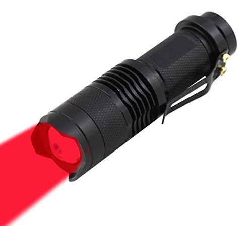 WAYLLSHINE Scalable Red LED 3 Mode Long Range Red Beam Red Light Flashlight, Red LED Flashlight Red Flashlight Torch with Red Light Red Led For Night Detecting-Black House