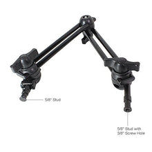 Load image into Gallery viewer, LimoStudio 2 Section Double Articulated Arm Camera Mount Bracket, 5/8&quot; Stud with 3/8&quot; Screw Thread Hole, 12 Inch Long Each Section, Compatible with Photo Super Clamp, Angle Adjustable, AGG2242
