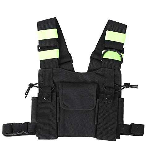 Radio Walkie Talkie Chest Pocket Harness Bags Front Pack Backpack Holster with Reflective Band Two Way Radios Carry Case for UV-5R/82/9R/XR