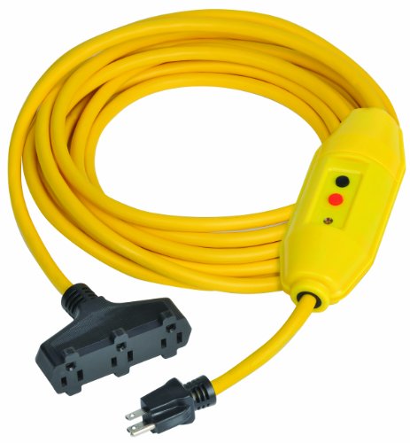 Tower Manufacturing 30338303-01 50' Length, 15 amp In-Line GFCI And Triple Tap Cord Set With Auto Reset