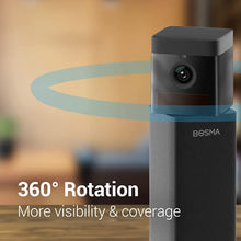 Load image into Gallery viewer, BOSMA X1 Home Security Camera, WiFi Indoor Camera, Super Wide Angle, 360 Degree Rotation, 1080P HDR, HD Video, Color Night Vision, 2-Way Audio, Advanced Motion Detection, 110dB Siren - Black
