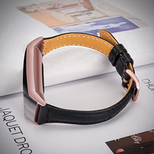 Load image into Gallery viewer, Wearlizer Compatible with Charge 3 Bands for Women Slim Leather Replacement Charge hr 3 Special Edition Rose Gold Band Assesories Strap Black
