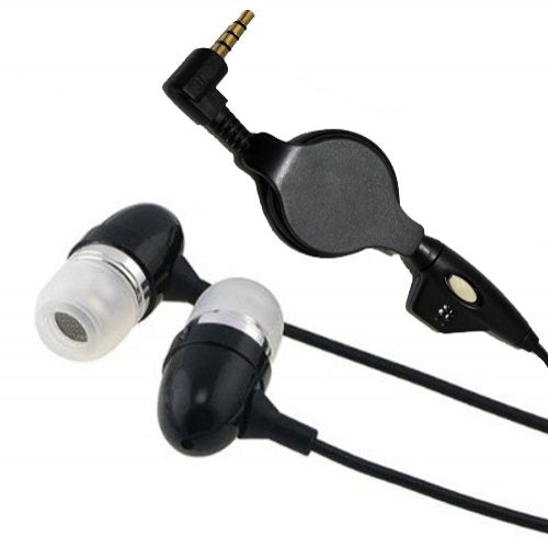 Retractable Sound Isolating in Ear Earbuds Earphones Hands-Free Headset w Microphone for Kyocera Milano, Kyocera Echo, Nokia Lumia 900