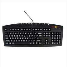 Load image into Gallery viewer, Large Print USB Wired Computer Keyboard (Black Keyboard and White Letters) for Visually Impaired Individuals or for Vision Comfort - No Eye Strain (Renewed)
