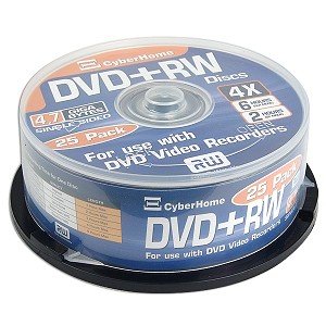 CyberHome 4x 4.7GB DVD+RW Media - 25 Piece Spindle