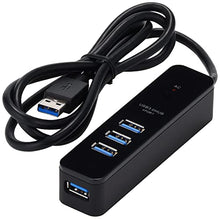Load image into Gallery viewer, ELECOM USB3.0 Hub 4 port with AC adapter Self/Bus with magnet [Black] U3H-T410SBK (Japan Import)
