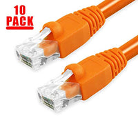 GRANDMAX CAT6A 7' FT Orange RJ45, 550MHz, UTP Ethernet Network Patch Cable Snagless/Molded Bubble Boot, 10 Pack