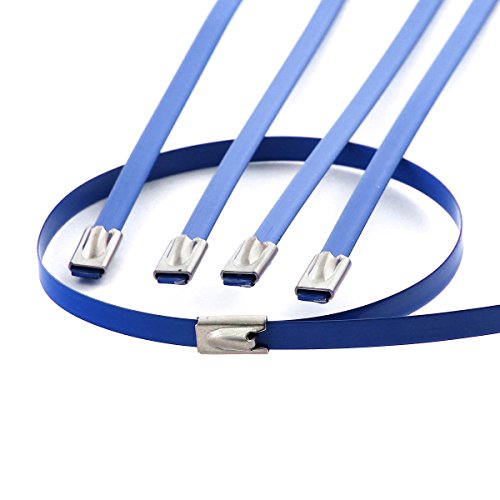 10pcs 12 inches 300mm Long Stainless Steel Wrap/Cable Zip Tie (Blue)