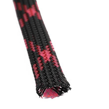 Load image into Gallery viewer, Aexit 8mm Dia Tube Fittings Tight Braided PET Expandable Sleeving Cable Wrap Sheath Black Pink Microbore Tubing Connectors 5M Length
