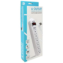 Load image into Gallery viewer, Digital Energy 6-Outlet Surge Protector Power Strip with 15 Foot Long Extension Cord, White, Flat Plug, ETL Listed/UL Standard

