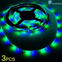 LimoStudio Set of 3, Epoxy covered Waterproof 16.4 ft SMD 3528 RGB Color Changing Flexible 300 LED Strip Light With 3M Tape, AGG1084