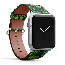 Load image into Gallery viewer, Compatible with Small Apple Watch 38mm, 40mm, 41mm (All Series) Leather Watch Wrist Band Strap Bracelet with Adapters (Tropical Monstera)
