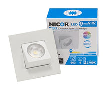 Load image into Gallery viewer, NICOR Lighting 2-Inch Adjustable Square Eyeball 2700K LED Downlight Fixture for 2-Inch Recessed Housings, White (DQR2-AA-10-120-2K-WH)
