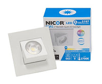 NICOR Lighting 2-Inch Adjustable Square Eyeball 2700K LED Downlight Fixture for 2-Inch Recessed Housings, White (DQR2-AA-10-120-2K-WH)