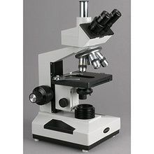 Load image into Gallery viewer, AmScope T400B Compound Trinocular Microscope, WF10x and WF20x Eyepieces, 40X-2000X Magnification, Brightfield, Halogen Illumination with Rheostat, Abbe Condenser, Double-Layer Mechanical Stage, Slidin
