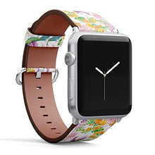 Load image into Gallery viewer, Compatible with Small Apple Watch 38mm, 40mm, 41mm (All Series) Leather Watch Wrist Band Strap Bracelet with Adapters (Floral Bird Hummingbird)
