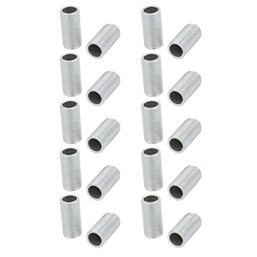 uxcell 20 Pcs Metric M12 1mm Pitch Thread Zinc Plated Pipe Nipple Lamp Parts 25mm Long