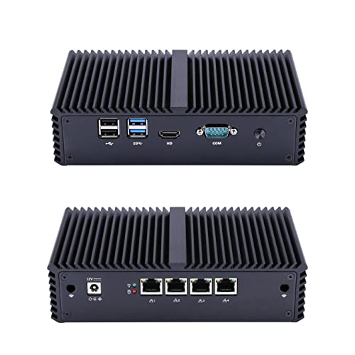 Qotom-Q335G4 Qotom 4 LAN Intel Core i3 5005U Firewall Micro PC Fanless Mini PC Support Linux Ubuntu Server Computer (8G RAM + 512G SSD + WiFi)