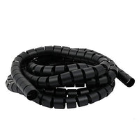 Aexit Flexible Spiral Electrical equipment Tube Cable Wire Wrap Black Manage Cord 30mm Dia x 3.5 Meter Long with Clip