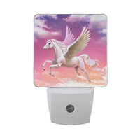 Naanle Set of 2 Pink Pegasus Cloud Sky Unicorn Auto Sensor LED Dusk to Dawn Night Light Plug in Indoor for Adults