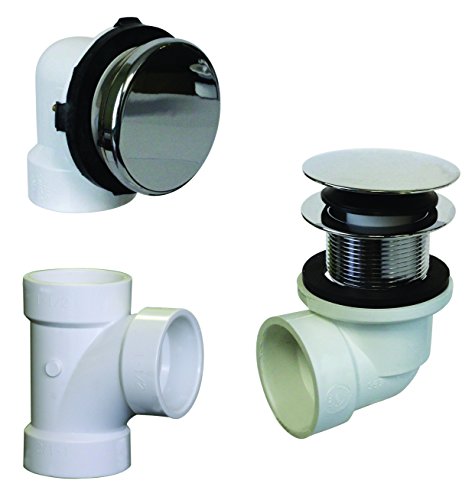 Westbrass Illusionary Overflow Sch. 40 PVC Plumbers Pack with Tip-Toe Bath Drain, Polished Chrome, D593PHRK-26