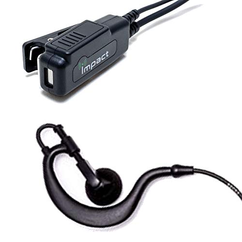 Impact Silver Series M1-S1W-EH1 Earpiece for Motorola 2-Pin CLS1110 1410 CP200D HYT TC-508 Bearcom BC130 BC95 BC250D Walkie Talkie Radios (See Description for Compatibility)