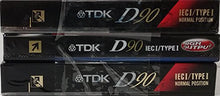 Load image into Gallery viewer, TDK D90 High Output 90 Minute IECI/Type I Cassette Tapes, Set of (3)
