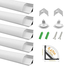 Load image into Gallery viewer, LightingWill 10-Pack LED Aluminum Channel System 3.3ft/1M Anodized Silver V-Shape Corner Mount Profile for &lt;12mm width SMD3528 5050 LED Strips with Milky White Cover, End Caps, Clips - V02S10
