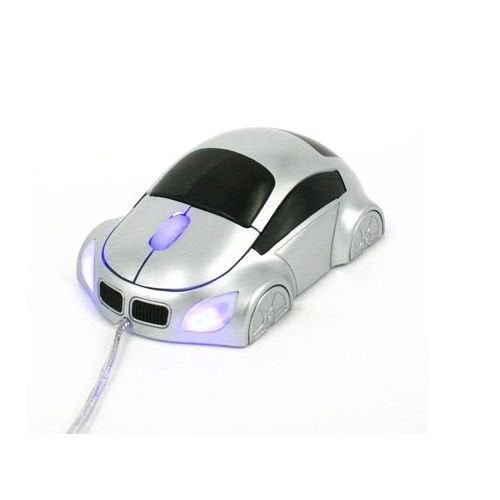 yan Silver Wired Car Shape USB 3D 800 DPI Optical Mouse Mice for PC/Laptop - New