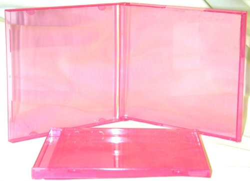 (200) Transparent Pink Colored CD Empty Replacement Jewel Boxes #CDBS10TP