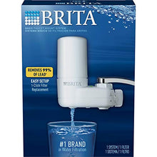 Load image into Gallery viewer, Brita Tap Water Filter System, Water Faucet Filtration System with Filter Change Reminder, Reduces Lead, BPA Free, Fits Standard Faucets Only - Basic, White
