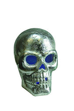 Load image into Gallery viewer, Northlight 14&quot; LED Lighted Silver Metallic Day of the Dead Skull Halloween Decoration

