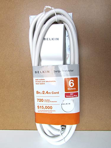 6-Outlet Commercial Power Strip Surge Protector with 8-Foot Cord and Rotating Plug, 720 Joules (BE106000-08R)