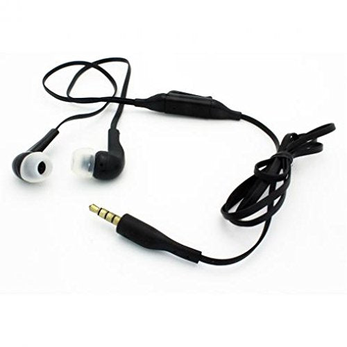 Sound Isolating Hands-Free Headset Earphones Earbuds Mic Dual Headphones Stereo Flat Wired 3.5mm [Black] for Cricket LG Harmony - Cricket LG Optimus L70 - Cricket LG Spree - Cricket LG Stylo 2
