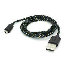 Load image into Gallery viewer, Black Braided 6ft Long USB Cable Rapid Charge Wire Sync Durable Data Sync Cord Micro-USB for Verizon Blackberry Priv - Verizon HTC Desire 526 - Verizon HTC Desire 530 - Verizon HTC Desire 612
