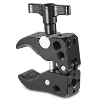 SMALLRIG Super Clamp with 1/4 Thread Holes, 3/8 Locating Pin for ARRI Standard, T-Shaped Wingnut and Rubber Pads - 2220