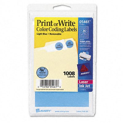 Print or Write Removable Color-Coding Labels [Set of 2] Color: Light Blue, Size: 1.25