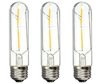 3PACK LED Filament Bulb Tubular Light Bulb T10 2W , Dimmable, E26 Base, Warm White 2700K, 20W Incandescent Bulb Equivalent, LED Edison Bulb (2 Watt (Style 2))