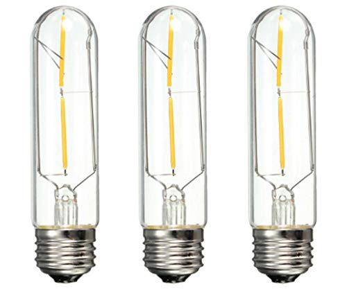 3PACK LED Filament Bulb Tubular Light Bulb T10 2W , Dimmable, E26 Base, Warm White 2700K, 20W Incandescent Bulb Equivalent, LED Edison Bulb (2 Watt (Style 2))