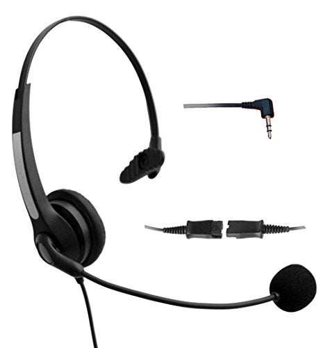 4Call K700NQJ25 2.5 Corded Headset with Noise Canceling Mic for Polycom Cisco Linksys SPA Grandstream Panasonic Gigaset & Zultys Office IP Telephone & Cordless Dect Phones with 2.5mm Headphone Jack