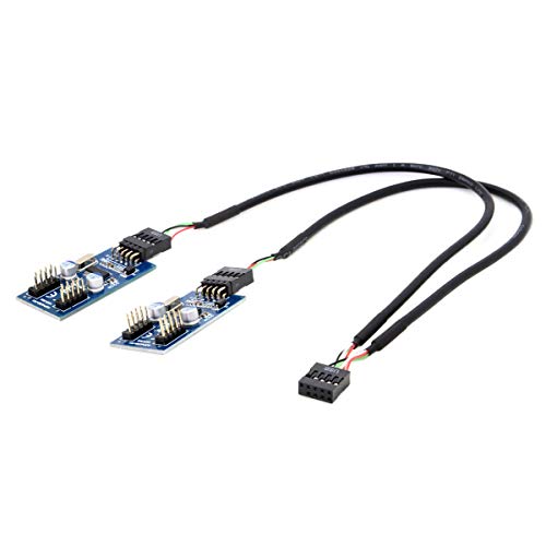 JSER Motherboard 9pin USB 2.0 Header 1 to 2/4 Female Extension Cable HUB Connector Adapter Port Multilier