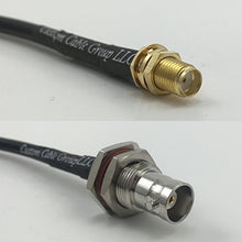 Load image into Gallery viewer, 12 inch RG188 SMA FEMALE to BNC FEMALE BIG BULKHEAD Pigtail Jumper RF coaxial cable 50ohm Quick USA Shipping
