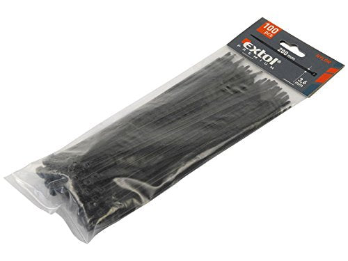 EXTOL PREMIUM Cable Ties 4.8 x 250 mm Pack of 100 Black Nylon