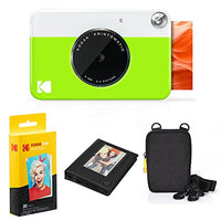 Kodak Printomatic Instant Camera Bundle (Green) Zink Paper (20 Sheets) - Case - Photo Album - Hanging Frames.