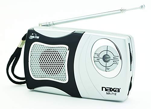 Naxa Electronics NR-712 Am/FM Mini Pocket Radio with Built-in Speaker, Black