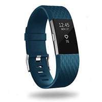 POY Replacement Bands Compatible for Fitbit Charge 2, Special Edition Adjustable Sport Wristbands, Small Dark Blue