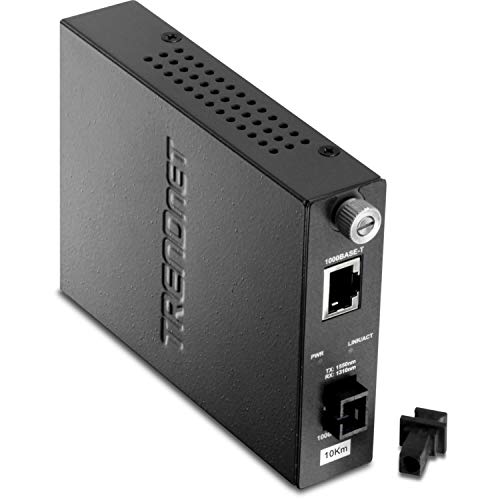 TRENDnet Intelligent 1000Base-T to 1000Base-LX Dual Wavelength Single Mode SC Fiber Media Converter (10km/6.2miles) Fiber to Ethernet Converter, Fiber Port, RJ-45, Lifetime Protection, TFC-1000S10D5