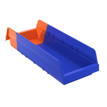 Load image into Gallery viewer, Akro-Mils 36468 Indicator Inventory Control Double Hopper Plastic Kanban Shelf Bin, 17-7/8-Inch x 6-5/8-Inch x 4-Inch, Blue/Orange, (12-Pack)
