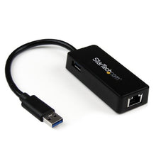Load image into Gallery viewer, StarTech.com USB 3.0 to Gigabit Ethernet Adapter NIC with USB Port, Black (USB31000SPTB) Color: Black Size: USB 3.0 w/pass through port Portable Consumer Electronics Home Gadget
